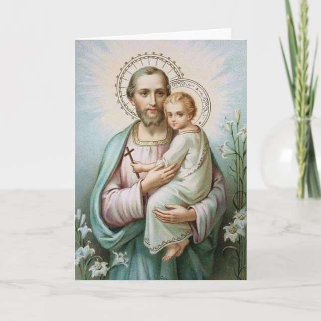 St. Joseph Child Jesus Lily Cross Card (Front)