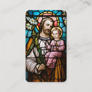 St. Joseph Child Jesus Stained Glass Prayer Place Card