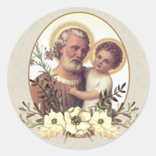 St. Joseph Child Jesus Thanksgiving Floral Classic Round Sticker