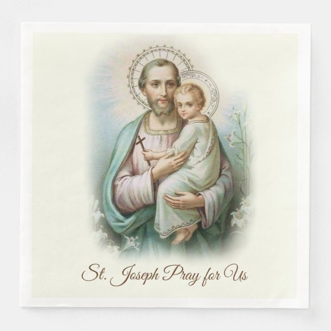 St. Joseph Day Child Jesus Cross Feast Day Napkin (Front)