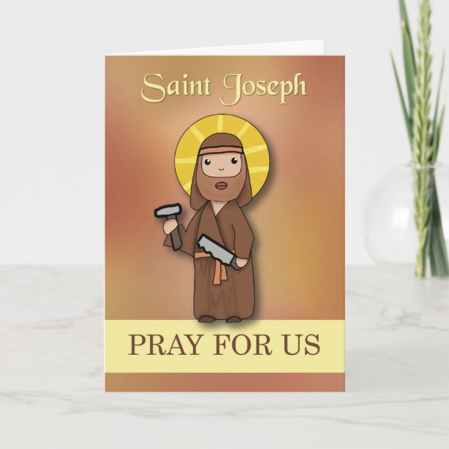 St. Joseph Feast Day Pray for Us Simple Catholic Card (Front)