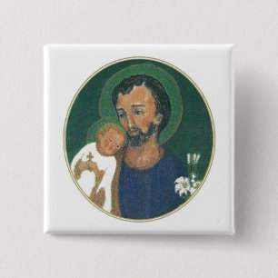 St. JOSEPH FOR THESE TIMES 15 Cm Square Badge
