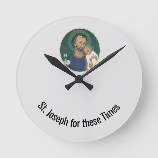 St Joseph for these Times Round Clock (Front)