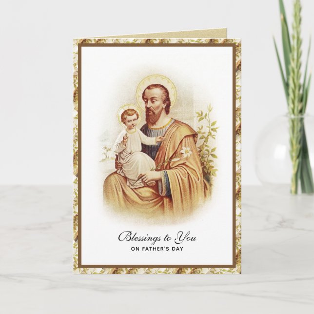 St. Joseph Jesus Fathers Day Catholic Religious  C Card (Front)