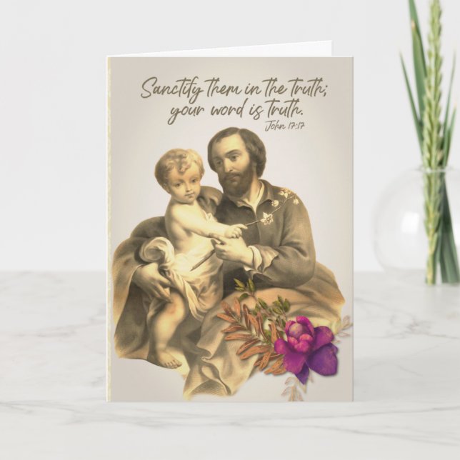 St. Joseph Jesus Feast Day Religious Prayer Holiday Card (Front)