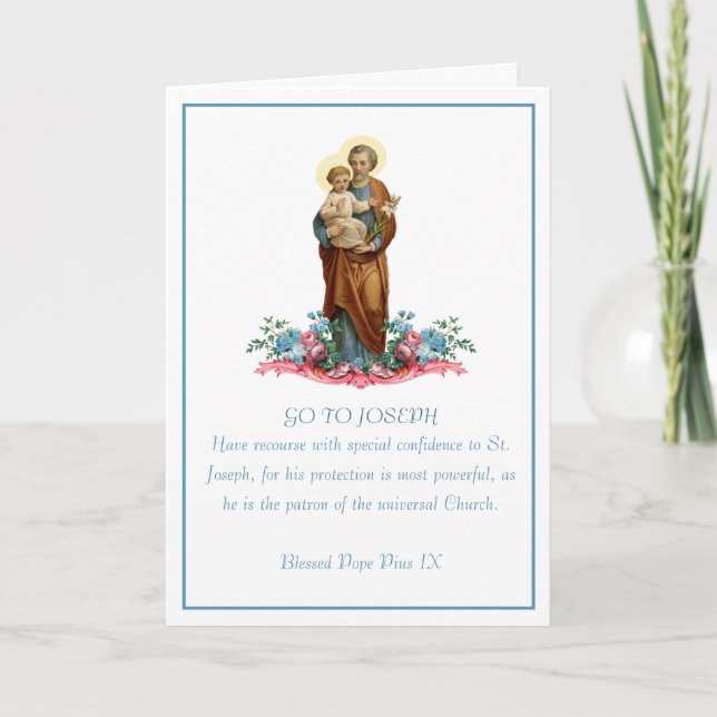 St. Joseph & Jesus Floral Religious Prayer  Card (Front)