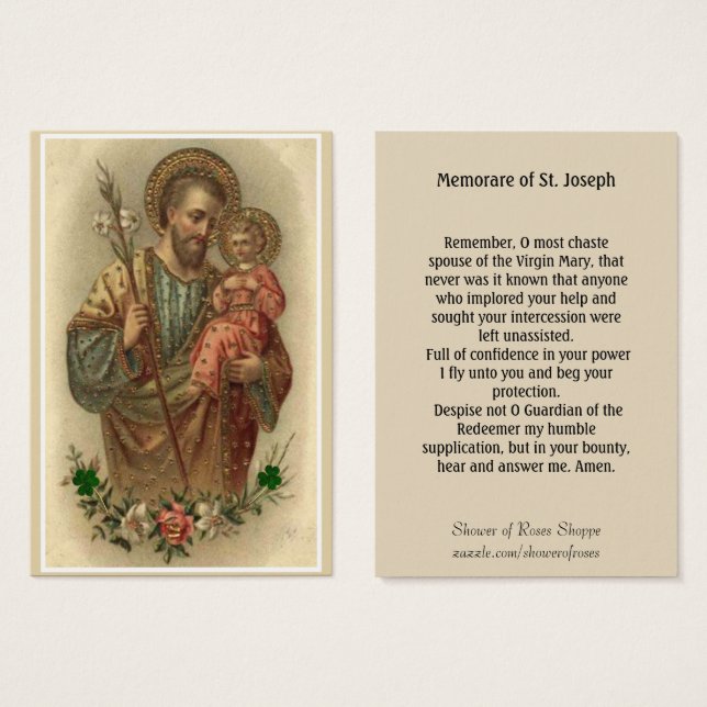 St. Joseph Jesus Memorare Prayer (Front & Back)