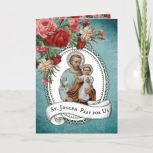 St. Joseph Jesus Red Roses Memorare Prayer Card