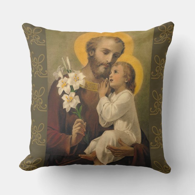 St. Joseph Jesus Religious Pope Signature Cushion (Front)