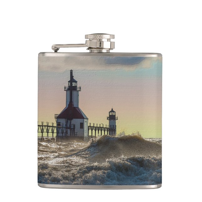 St Joseph Lighthouse Painterly Flask (Front)