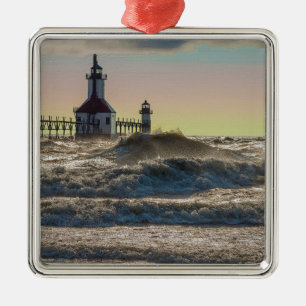 St Joseph Lighthouse Painterly Metal Ornament