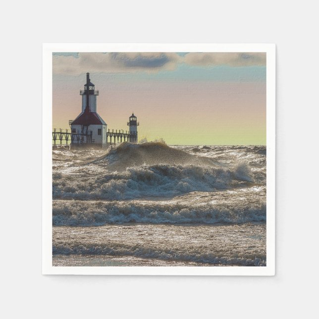 St Joseph Lighthouse Painterly Napkin (Front)