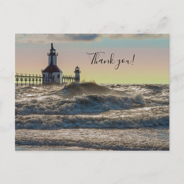 St Joseph Lighthouse Painterly Thank You Postcard (Front)