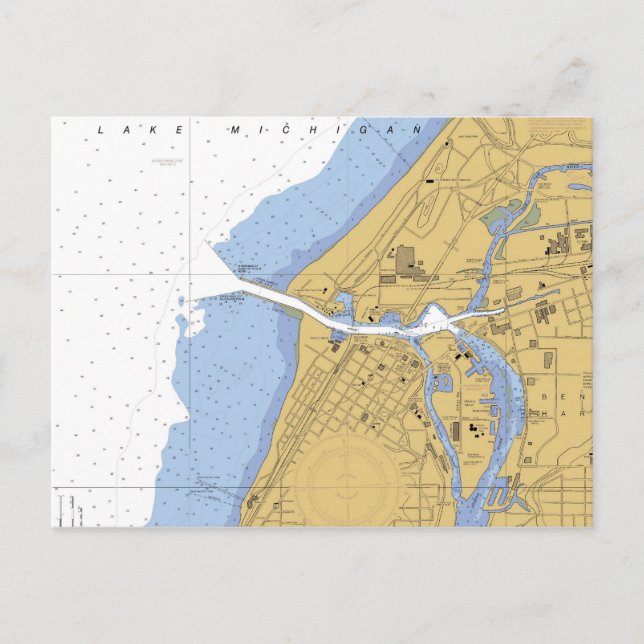 St Joseph, MI Nautical Harbour Chart Postcard (Front)