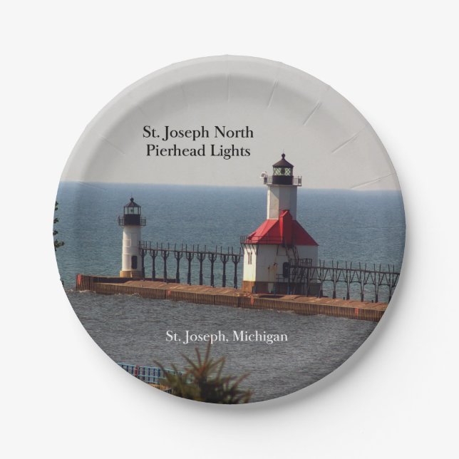St. Joseph North Pierhead Lights paper plate (Front)