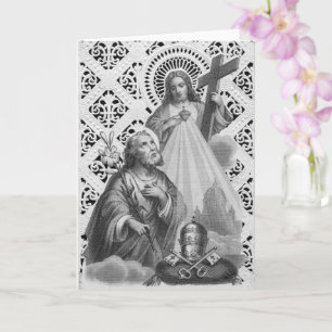 St. Joseph, Papal Symbols, and SHJ (Detail; LT 02) Card