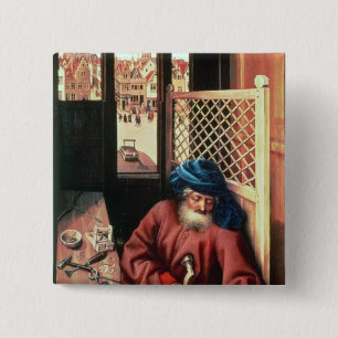 St. Joseph Portrayed as a Mediaeval Carpenter 15 Cm Square Badge