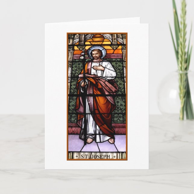 St. Joseph pray for us - stained glass window Holiday Card (Front)