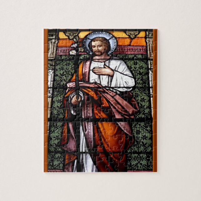 St. Joseph pray for us - stained glass window Jigsaw Puzzle (Vertical)