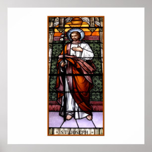 St. Joseph pray for us - stained glass window Poster