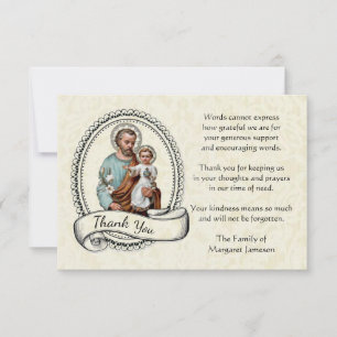 St. Joseph Religious Thank You Condolence Card