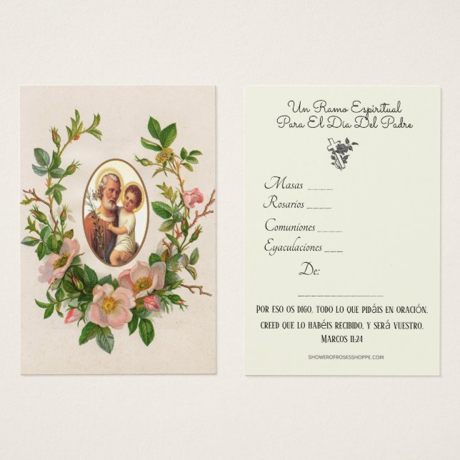 St. Joseph Spiritual Bouquet Spanish Holy Card (Front & Back)