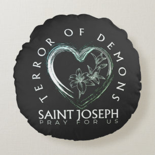 St Joseph Terror of Demons Round Cushion