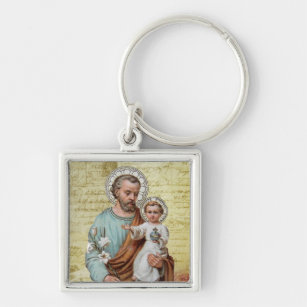 St. Joseph with Baby Jesus Religious Vintage Key Ring