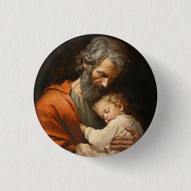 St. Joseph with the Child Jesus 3 Cm Round Badge (Front)
