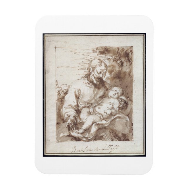 St. Joseph with the Sleeping Christ Child (pen & b Magnet (Vertical)