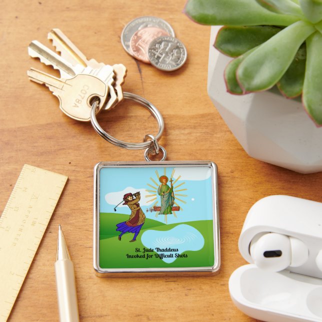 St. Jude Thaddeus & Intrepid Female Golfer Key Ring (Desk)