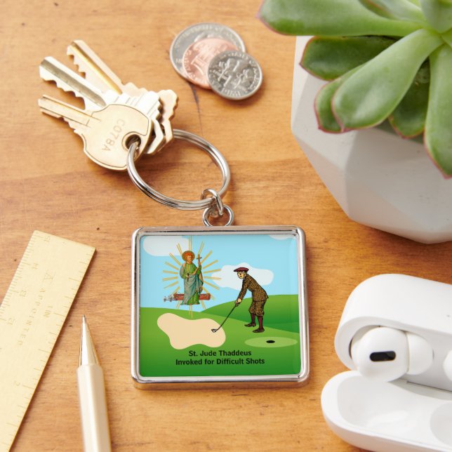 St. Jude Thaddeus & Panic-stricken Duffer Key Ring (Desk)