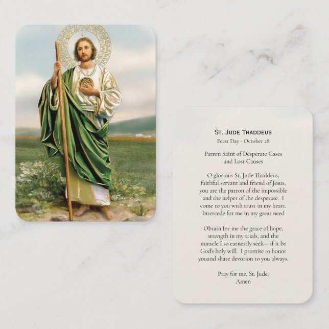 St. Jude Thaddeus Roman Catholic Prayer Card       (Front/Back)