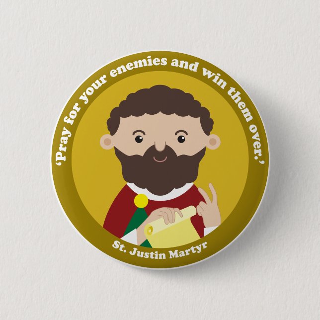 St. Justin Martyr 6 Cm Round Badge (Front)