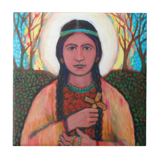 St Kateri Tekakwitha Ceramic Tile (4.25" x 4.25")