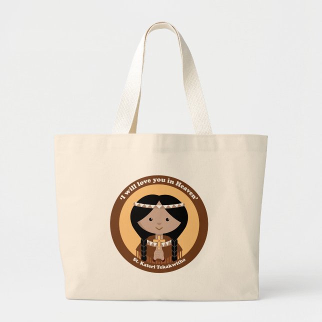 St. Kateri Tekakwitha Large Tote Bag (Front)