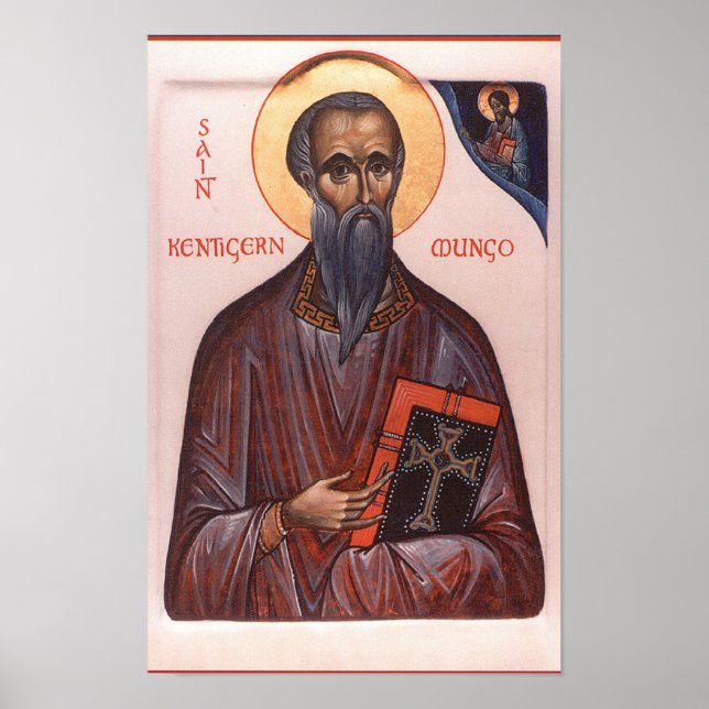 St. Kentigern First Bishop of Glasgow Icon Print   (Front)