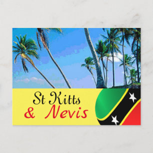 St Kitts and Nevis palm trees postcard