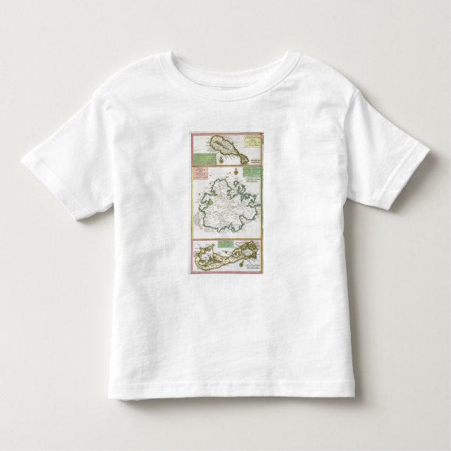 St. Kitts, Antigua and Bermuda, detail from a map Toddler T-Shirt (Front)