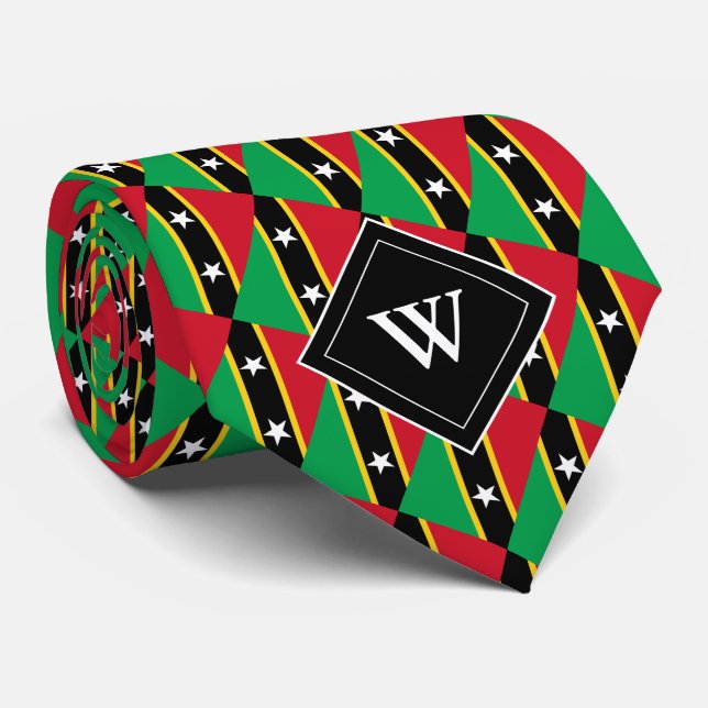 ST KITTS & NEVIS Christian Scripture Monogram Flag Tie (Rolled)
