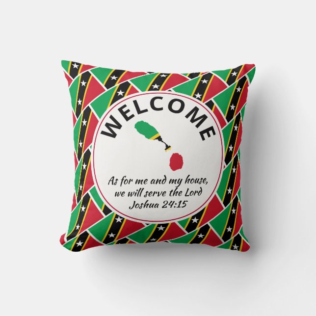 ST KITTS NEVIS Christian Welcome Cushion (Front)