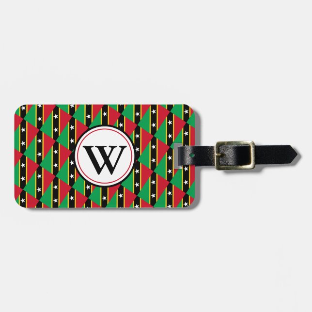 ST KITTS NEVIS Custom Monogram Christian Luggage Tag (Front Horizontal)