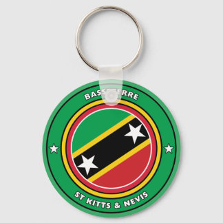 St Kitts & Nevis Flag circle Key Ring