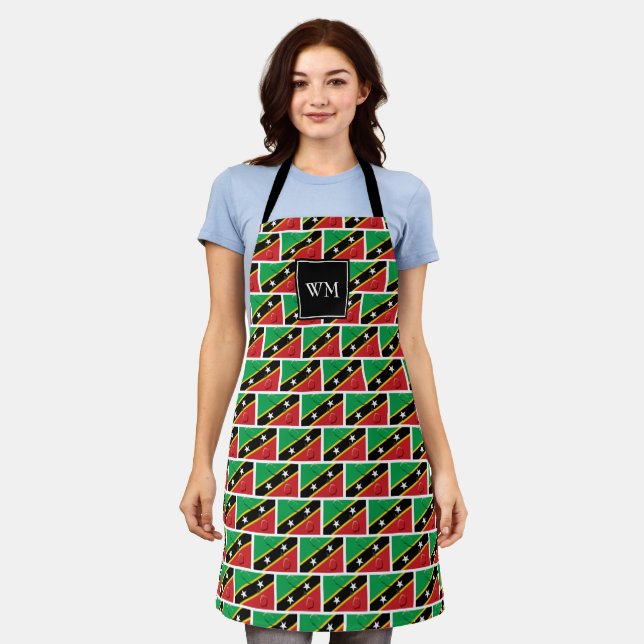 ST KITTS NEVIS FLAG MAP | Monogram | Kittitian Apron (Worn)