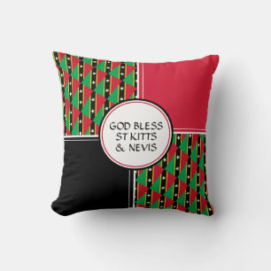 ST KITTS & NEVIS FLAG Patriotic God Bless Cushion