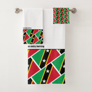 ST KITTS NEVIS FLAG Personalised Scripture WHITE Bath Towel Set