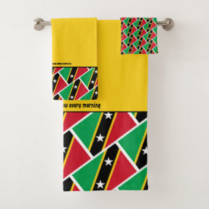 ST KITTS NEVIS FLAG Personalised Scripture YELLOW Bath Towel Set