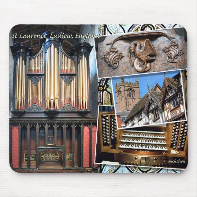 St Laurence organ, Ludlow, England Mouse Pad (Front)