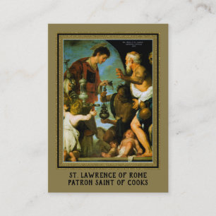 St. Lawrence of Rome, Patron Saint of Cooks Prayer Business Card
