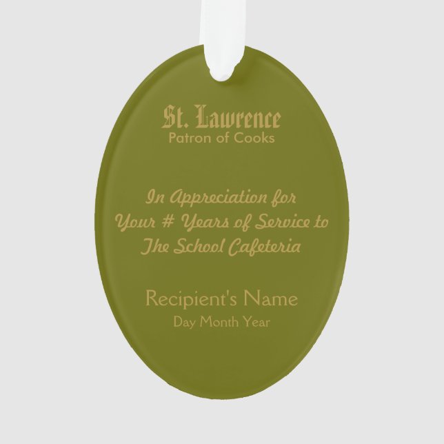 St. Lawrence of Rome (PM 04) Acrylic Ornament (Back)